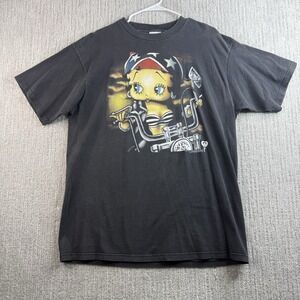 Vintage Betty Boop Biker Shirt Size XL Black Easyrider Motorcycle Riding 90s